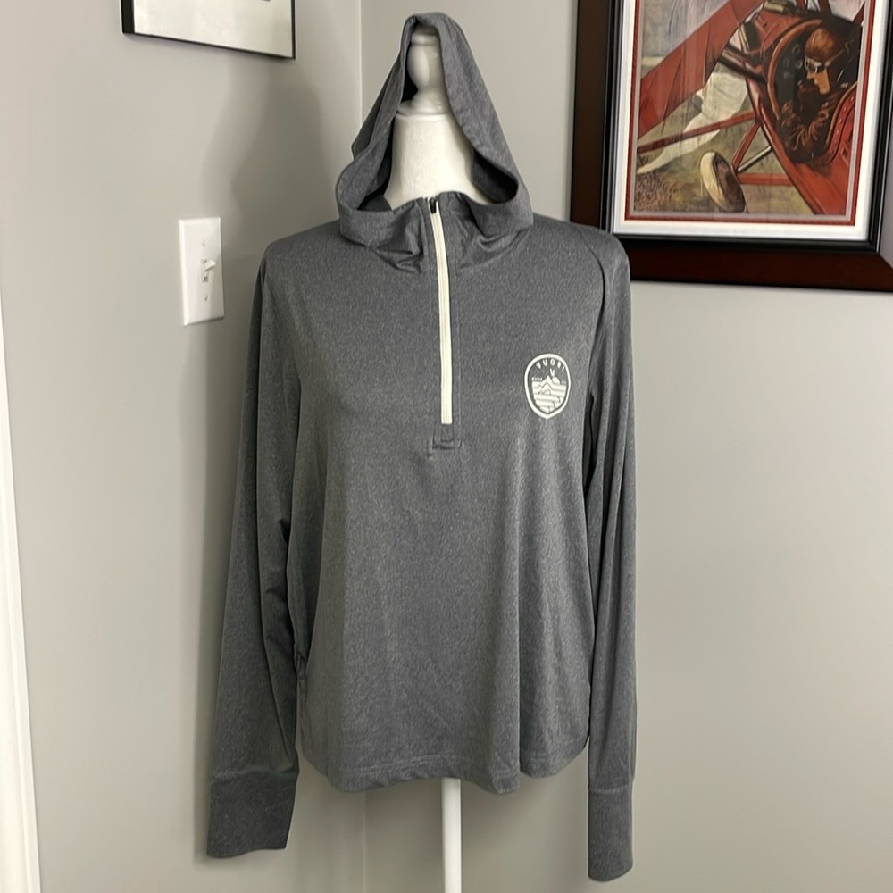 Vuori Hoodie Mens XL Uluwatu Water Gray 1/2 Zip UPF 50+ Stretch